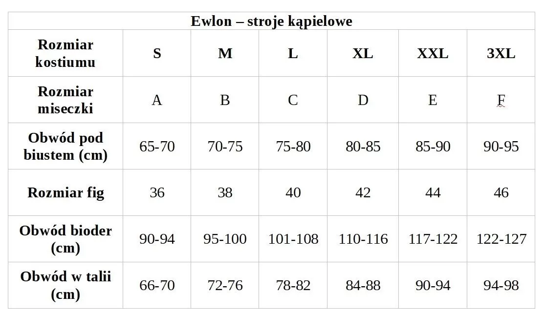 Ewlon tabela rozmiarów